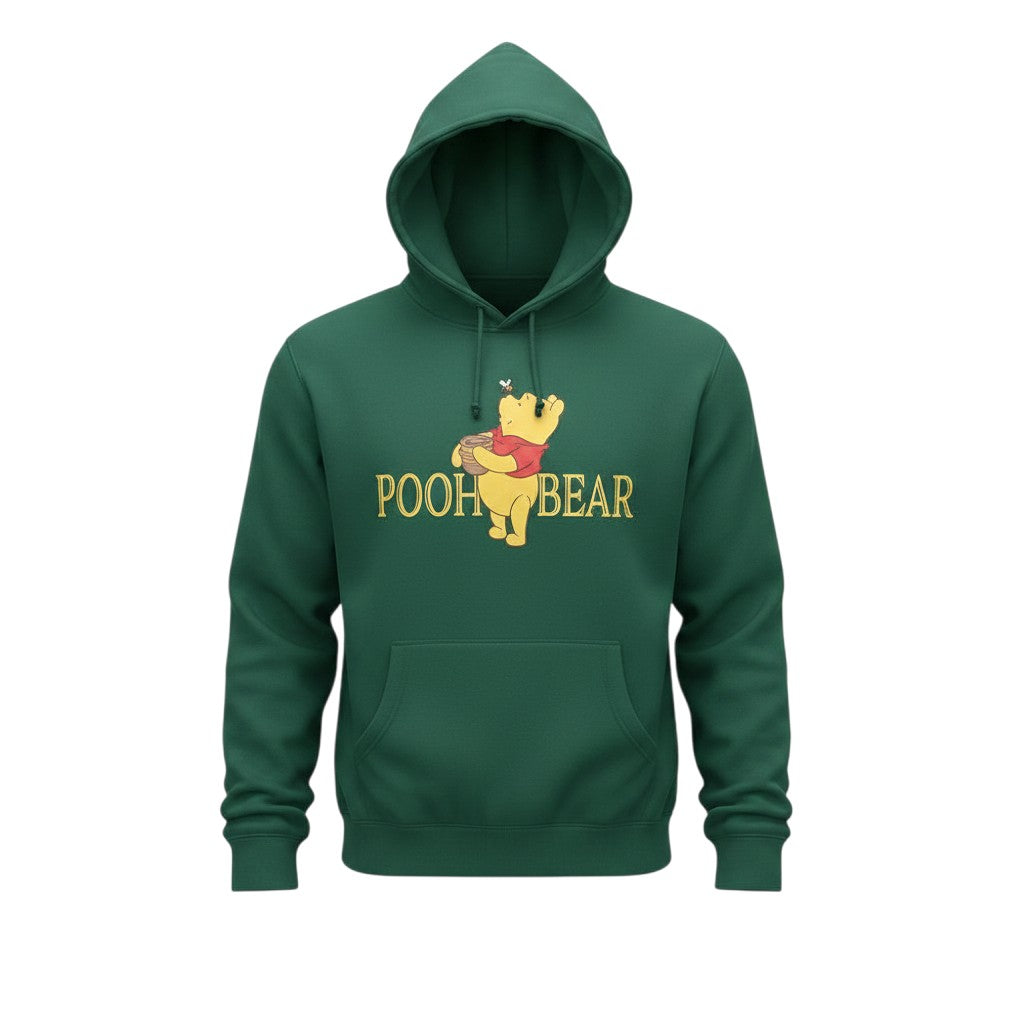 Prewornwholesale green Disney Winnie the Pooh cotton blend pullover hoodie with graphic print and drawstring hood