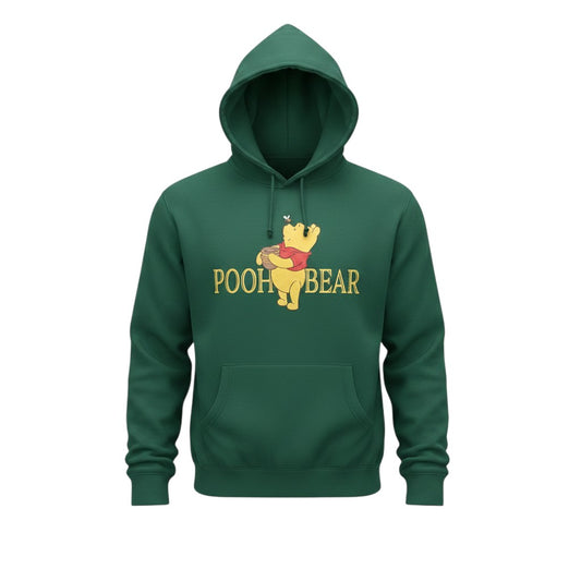 Prewornwholesale green Disney Winnie the Pooh cotton blend pullover hoodie with graphic print and drawstring hood