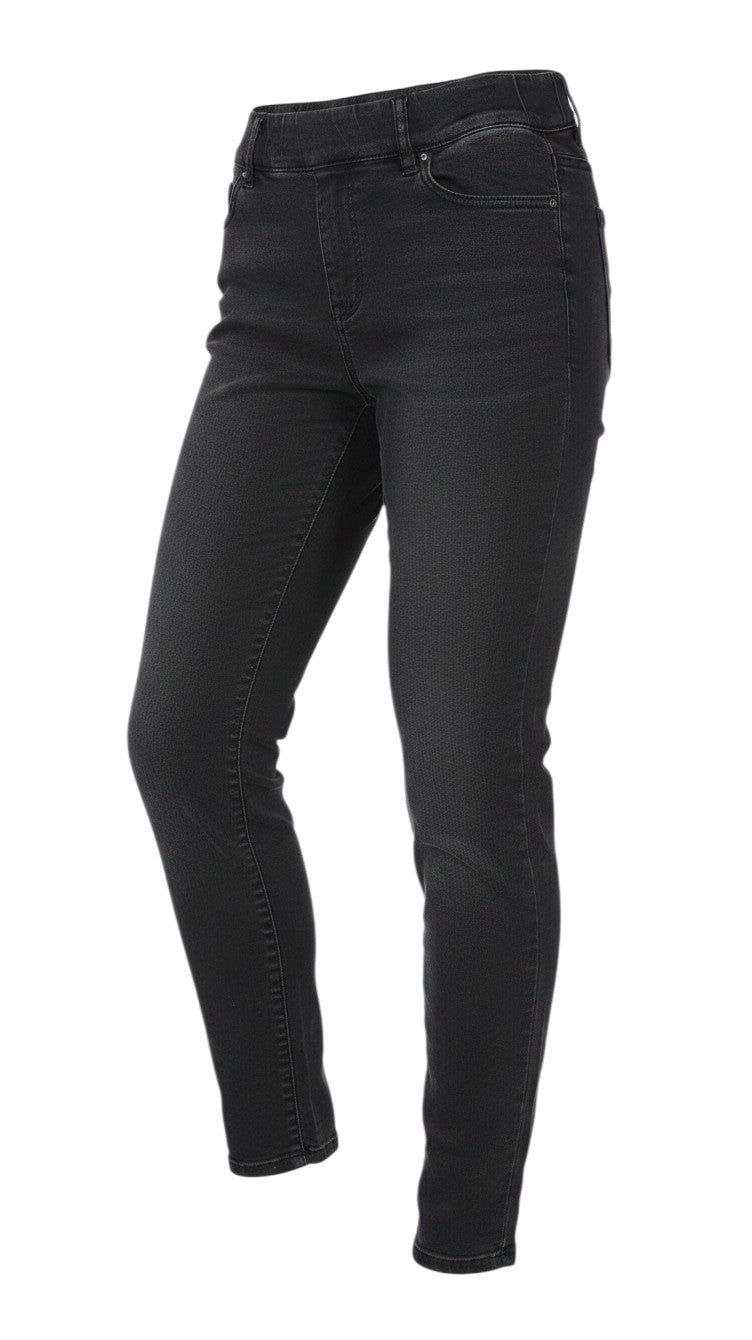 Prewornwholesale grey denim jegging leggings with a comfortable elastic waistband and slim fit design.