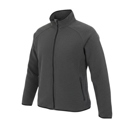 Prewornwholesale unisex grey fleece jacket with full zip closure and side pockets, perfect for casual outdoor wear.