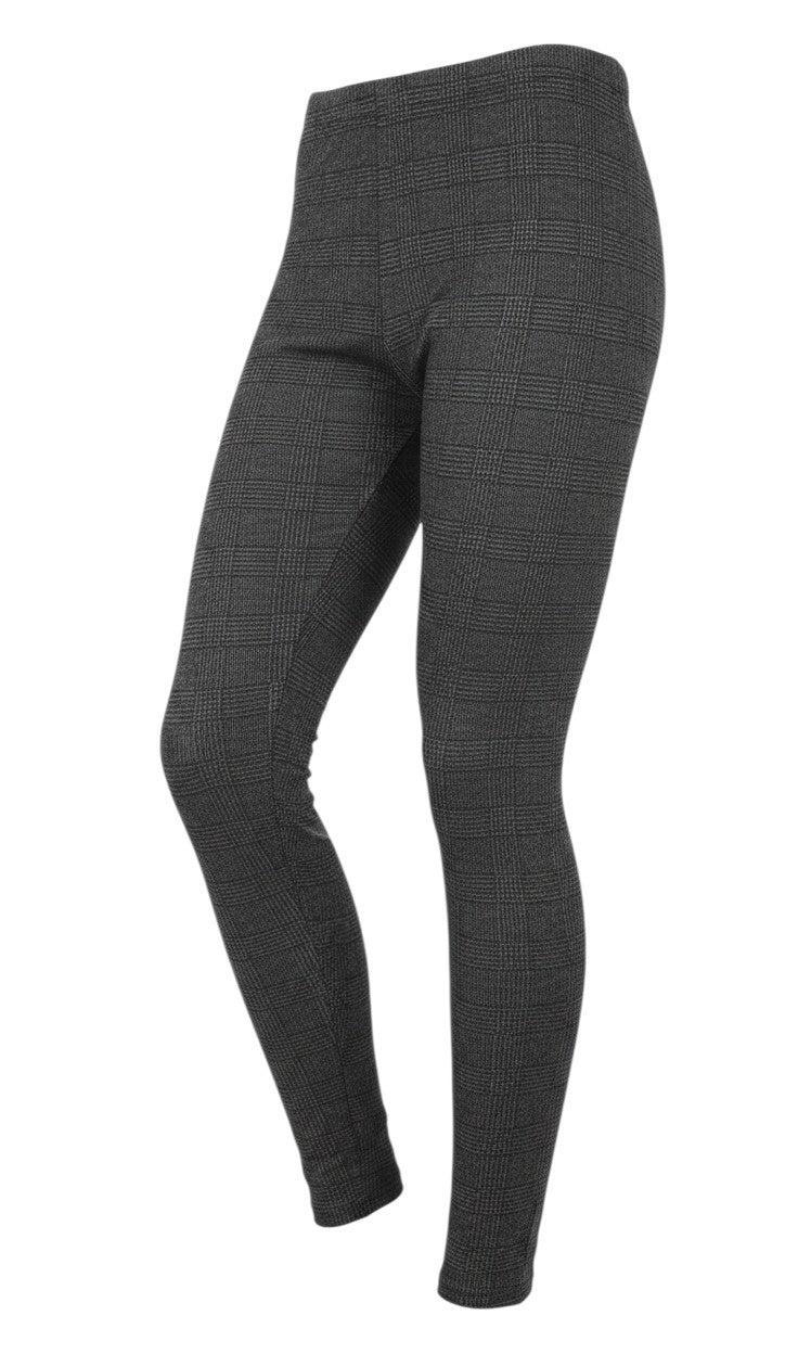 Prewornwholesale women's grey plaid capri leggings with a fitted silhouette and comfortable elastic waistband