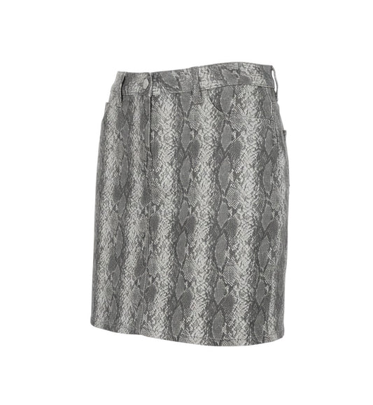 Prewornwholesale Next grey snake print straight pencil mini skirt with five-pocket styling and button zip closure