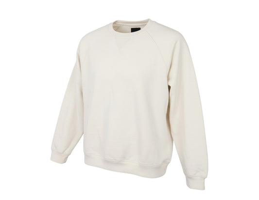 Prewornwholesale ivory cotton blend crew neck sweatshirt with raglan sleeves and ribbed trim
