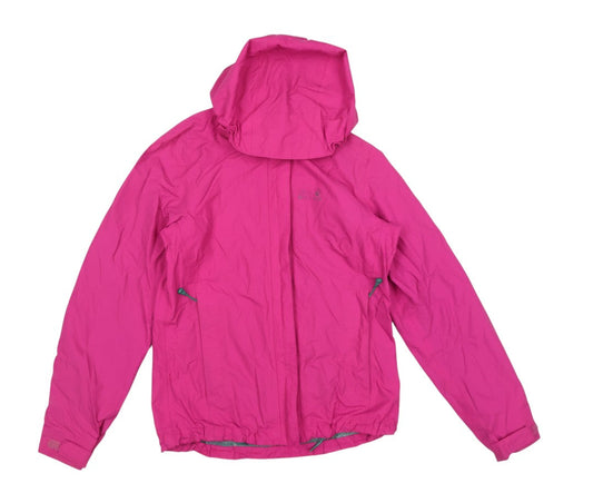 Jack Wolfskin Women Pink Waterproof Hooded Rain Jacket Size 8