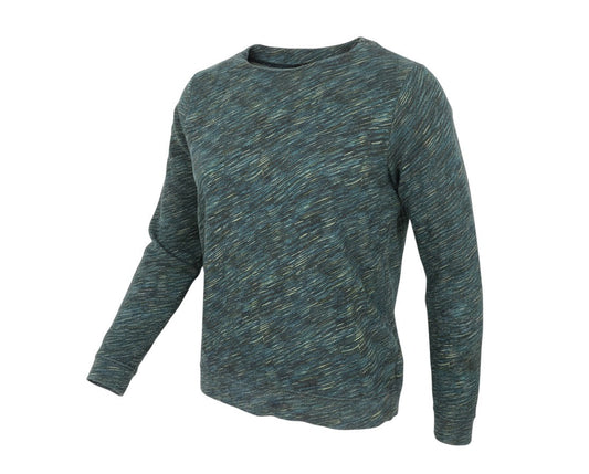 Prewornwholesale Jaeger women's multicoloured cotton crew neck sweatshirt with a textured blue and green knit finish.