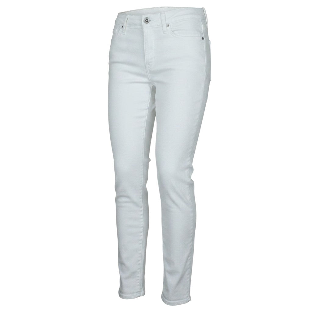 Prewornwholesale Levi's 711 mid-rise skinny jeans in white denim with a classic five-pocket design and slim fit.