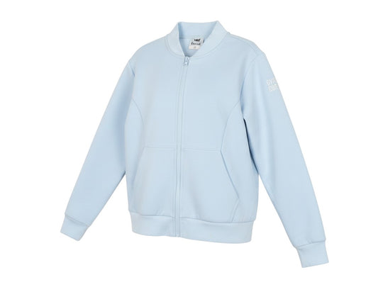 Prewornwholesale light blue Gym+Coffee women's slim fit full zip track jacket with ribbed hem and side pockets