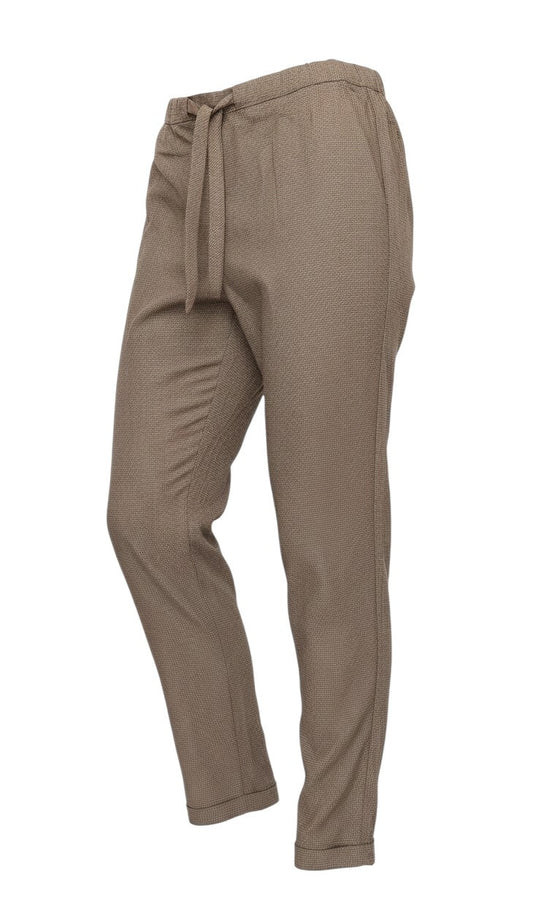 Mango Women Brown Check Paperbag Tie Waist Tapered Trousers Size M