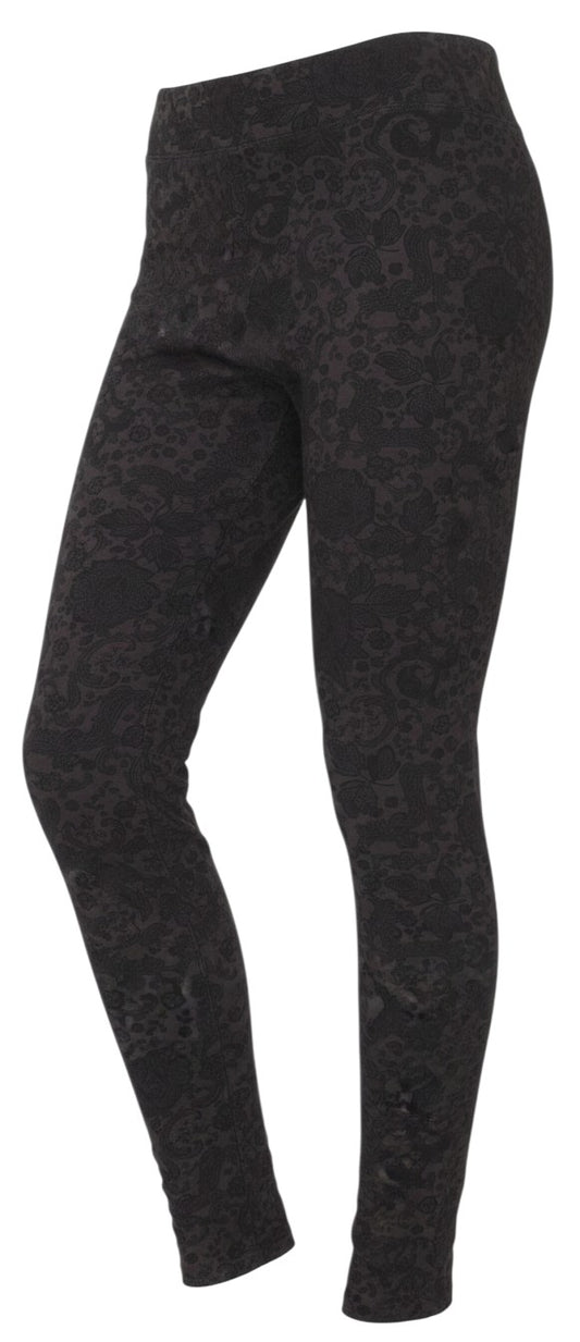Prewornwholesale Marks and Spencer black floral stretch leggings in a soft cotton-elastane jersey fabric.