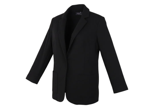 Prewornwholesale Marks and Spencer black relaxed fit stretch blazer with notch lapels and two front patch pockets.