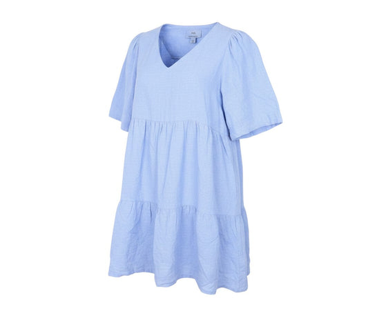 Marks and Spencer Women Blue Linen Blend Size 16 A-Line Ruffle Dress
