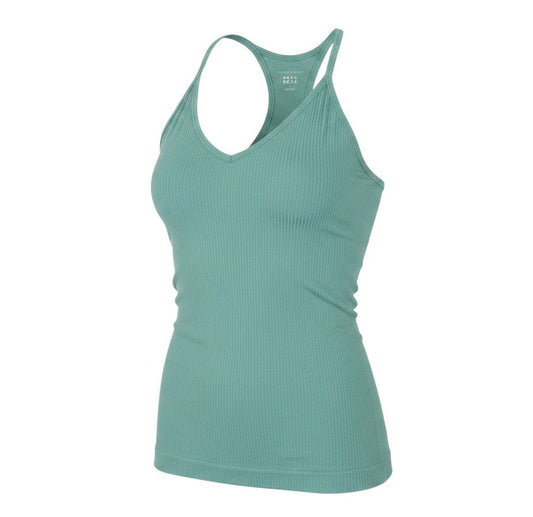 Prewornwholesale Marks and Spencer green ribbed tank top with V-neck and racerback spaghetti straps
