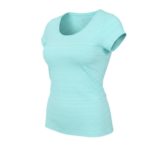 Prewornwholesale Marks and Spencer women's light green striped polyester round neck t-shirt for gym and running