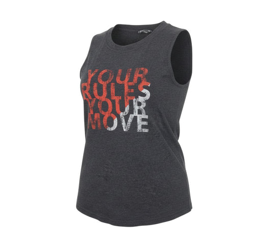 Prewornwholesale Marks and Spencer grey sleeveless tank top with red and white Your Rules Your Move graphic print
