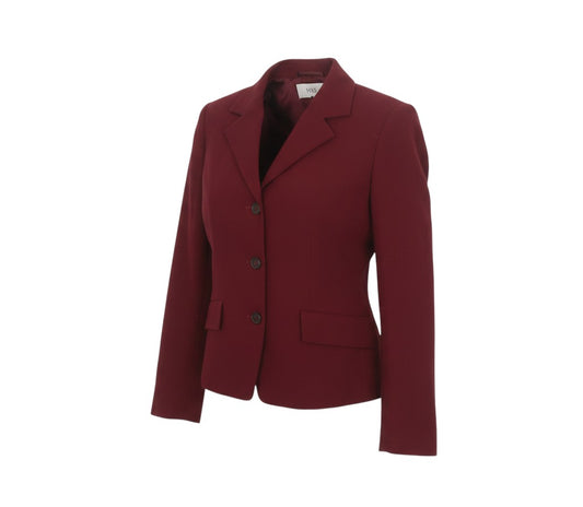 Prewornwholesale Marks and Spencer wine red tailored blazer with three buttons, notch lapels, and front flap pockets.
