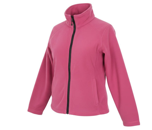 Prewornwholesale McKINLEY womens red fleece jacket with a high collar, full zip closure, and side pockets.