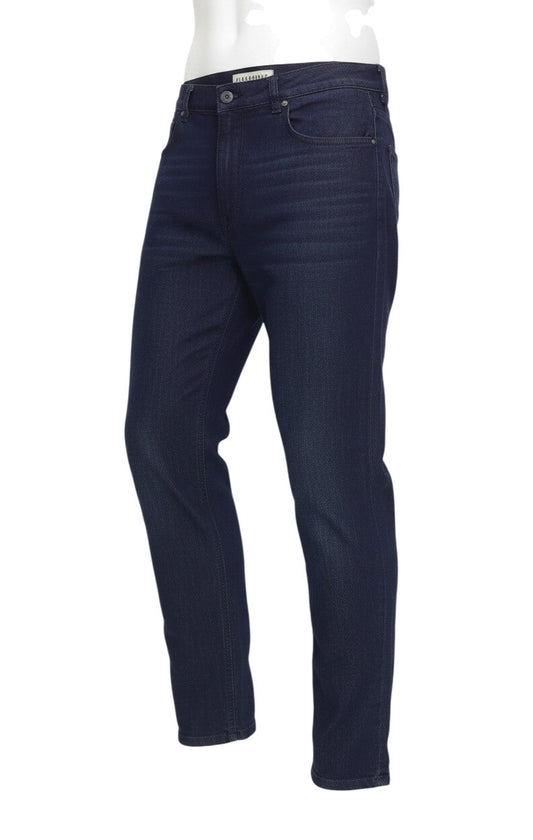 Prewornwholesale Clockhouse navy blue straight leg chino trousers with mid-rise fit and button zip fastening.