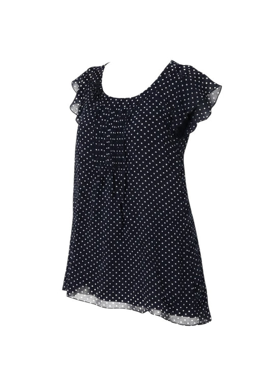Ronni Nicole Women Blue Polka Dot Fit & Flare Dress UK 18 Ruffle