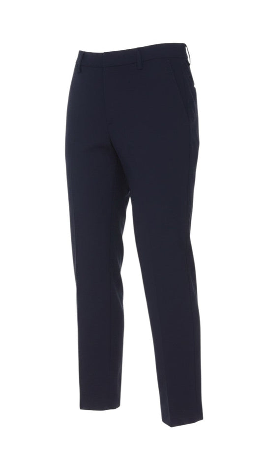 Prewornwholesale Marks and Spencer navy blue short length trousers with a straight leg and flat front design.