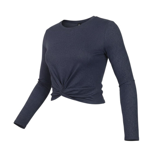 90 Degree By Reflex Womens Blue XS Cropped Long Sleeve Active Top