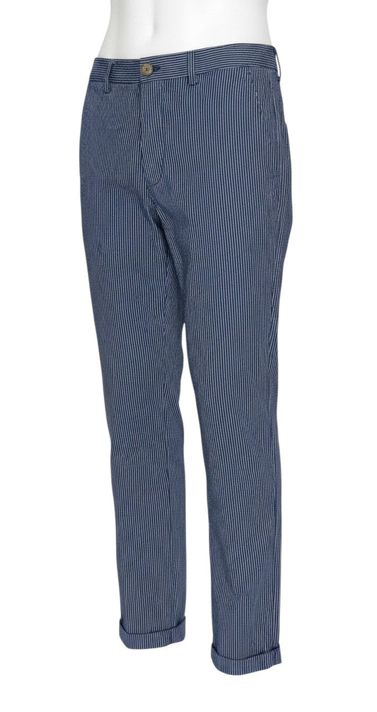 Marks and Spencer Women’s Blue Pinstripe Cotton Chino Trousers UK 6