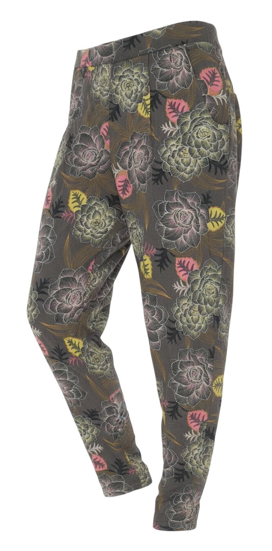 Prewornwholesale Next grey stretch jersey leggings featuring an all-over botanical floral print in muted multi-colours.