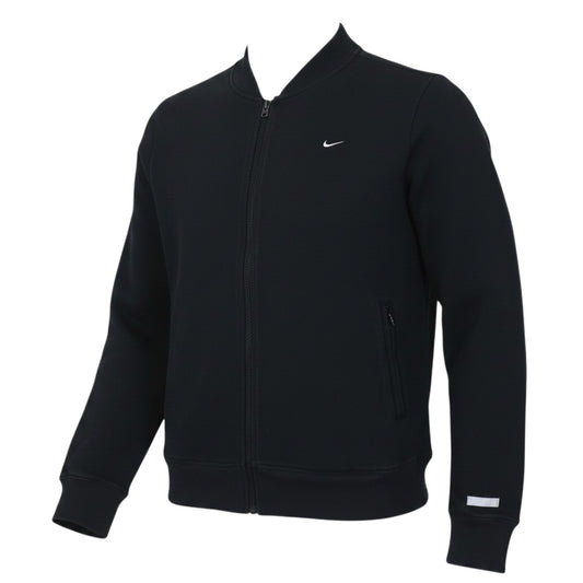 Prewornwholesale Nike women's black full-zip track jacket with embroidered swoosh logo and zipped pockets