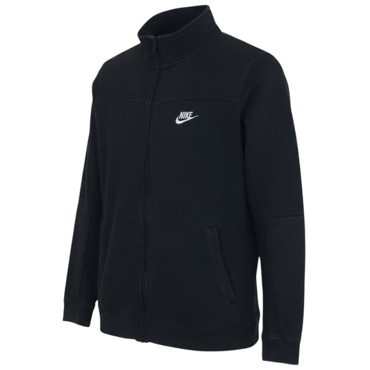 Prewornwholesale Nike women's black cotton blend full zip track jacket with embroidered logo and front pockets
