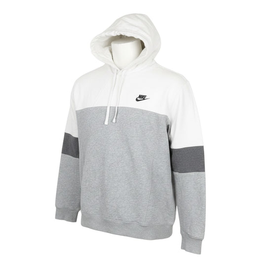 Prewornwholesale Nike men's grey and white colour-block pullover hoodie with drawstring hood and chest logo