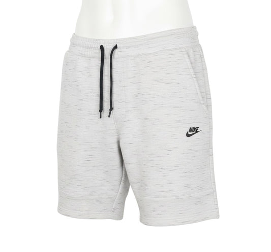 Prewornwholesale Nike women's grey marl cotton-blend sweat shorts with black drawstring and logo