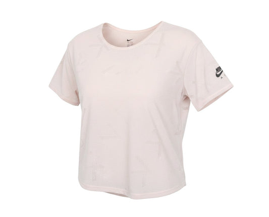 Prewornwholesale Nike women's pastel pink mesh Dri-FIT training T-shirt with short sleeves and logo detail