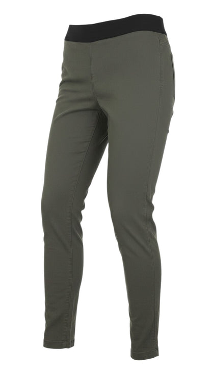 Prewornwholesale M&S women's olive green jegging jeans with a comfortable black elasticated waistband