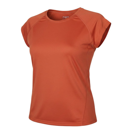 Workout Womens Orange Polyester Basic T-Shirt Size S Round Neck
