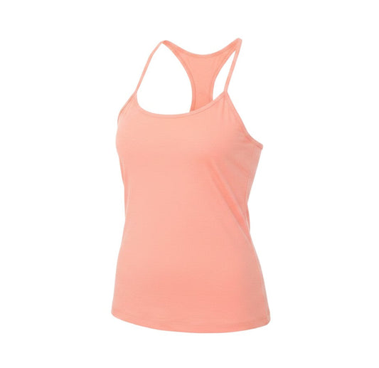 Prewornwholesale Good Moove orange polyester racerback tank top with a round neckline for athletic wear