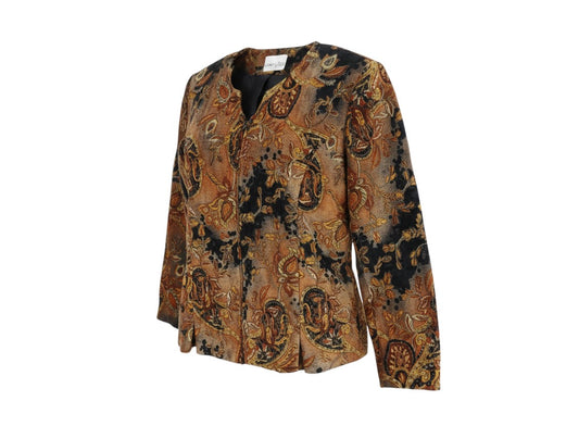 Prewornwholesale Vanity Fair petite paisley velvet zip jacket in multicoloured autumnal tones with glittery detail.