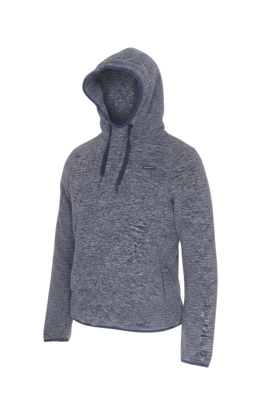 Prewornwholesale Peter Storm women's heathered blue polyester knit pullover hoodie with drawstring hood