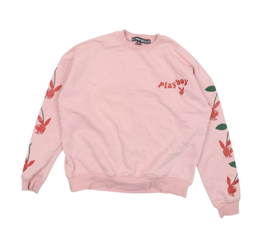 Playboy x Missguided Pink Crew Neck Sweatshirt UK 6 Women's Cotton Blend