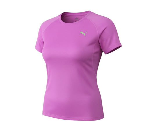 Prewornwholesale pink Puma DryCELL short sleeve athletic t-shirt with raglan sleeves and crew neckline