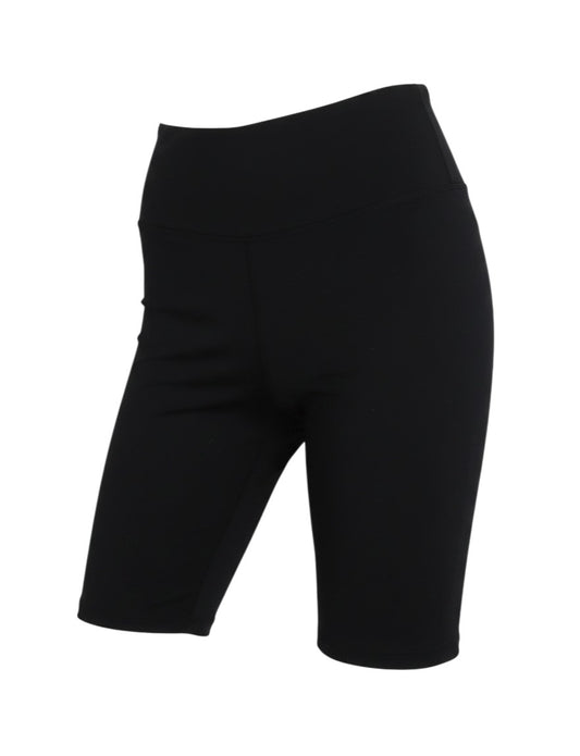 Prewornwholesale Primark women's black high-waisted polyester sweat shorts with a fitted athletic design.