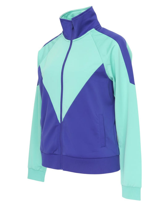 Prewornwholesale Puma women's blue and mint green colourblock track jacket with a full zip and high collar.