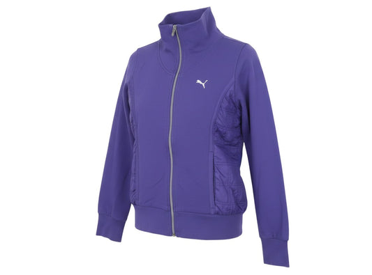 Prewornwholesale Puma women's purple full zip track jacket with quilted side panels and high collar