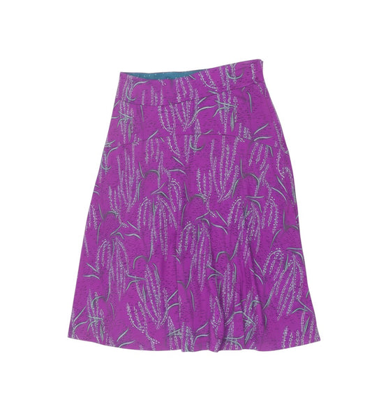 Prewornwholesale White Stuff purple A-line knee-length skirt with a floral print and high-rise waistband