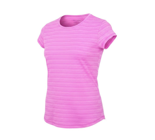 Dunnes Stores Womens Purple Striped Polyester Pullover T-Shirt Size XS Crew Neck