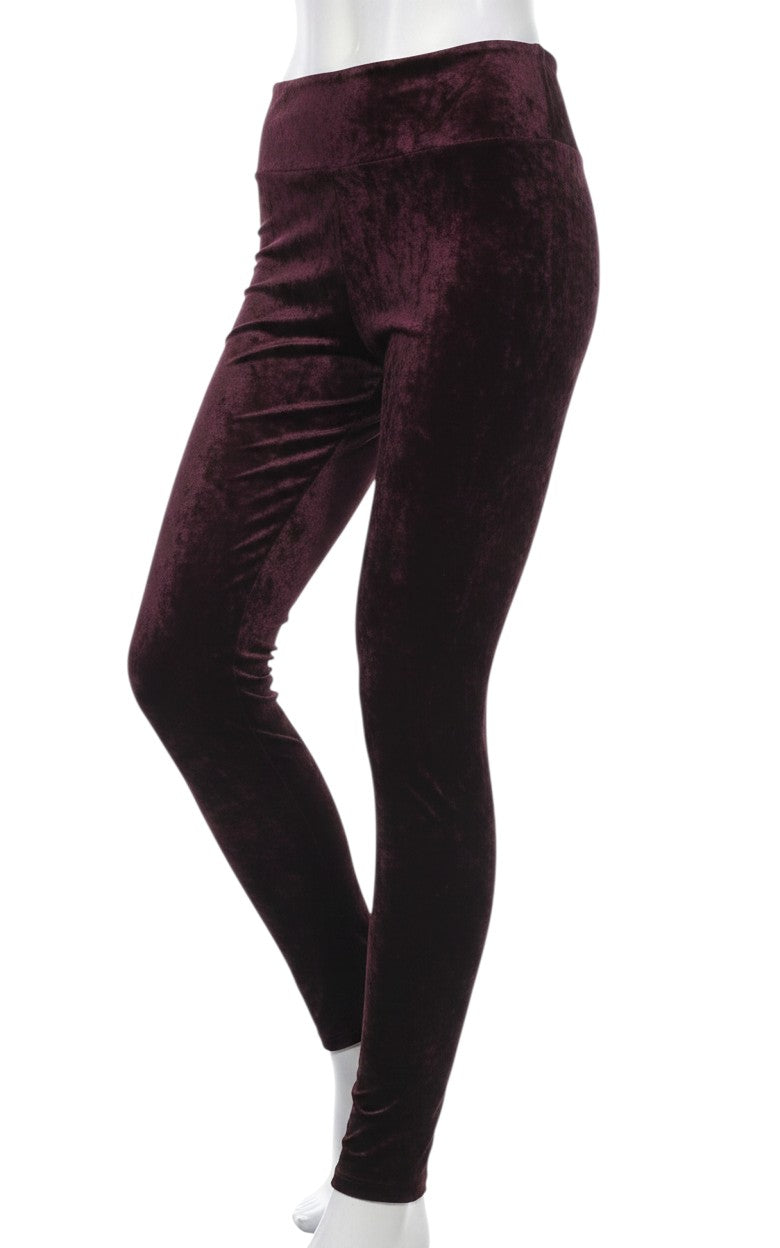 Prewornwholesale FOREVER 21 purple velvet jegging leggings on a mannequin, side view