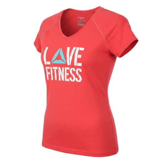 Reebok Womens Red  Polyester Basic T-Shirt Size M Round Neck