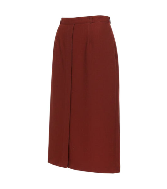 Prewornwholesale vintage Pan-Hel red wool midi pencil skirt with a high waist and central stitched panel detail