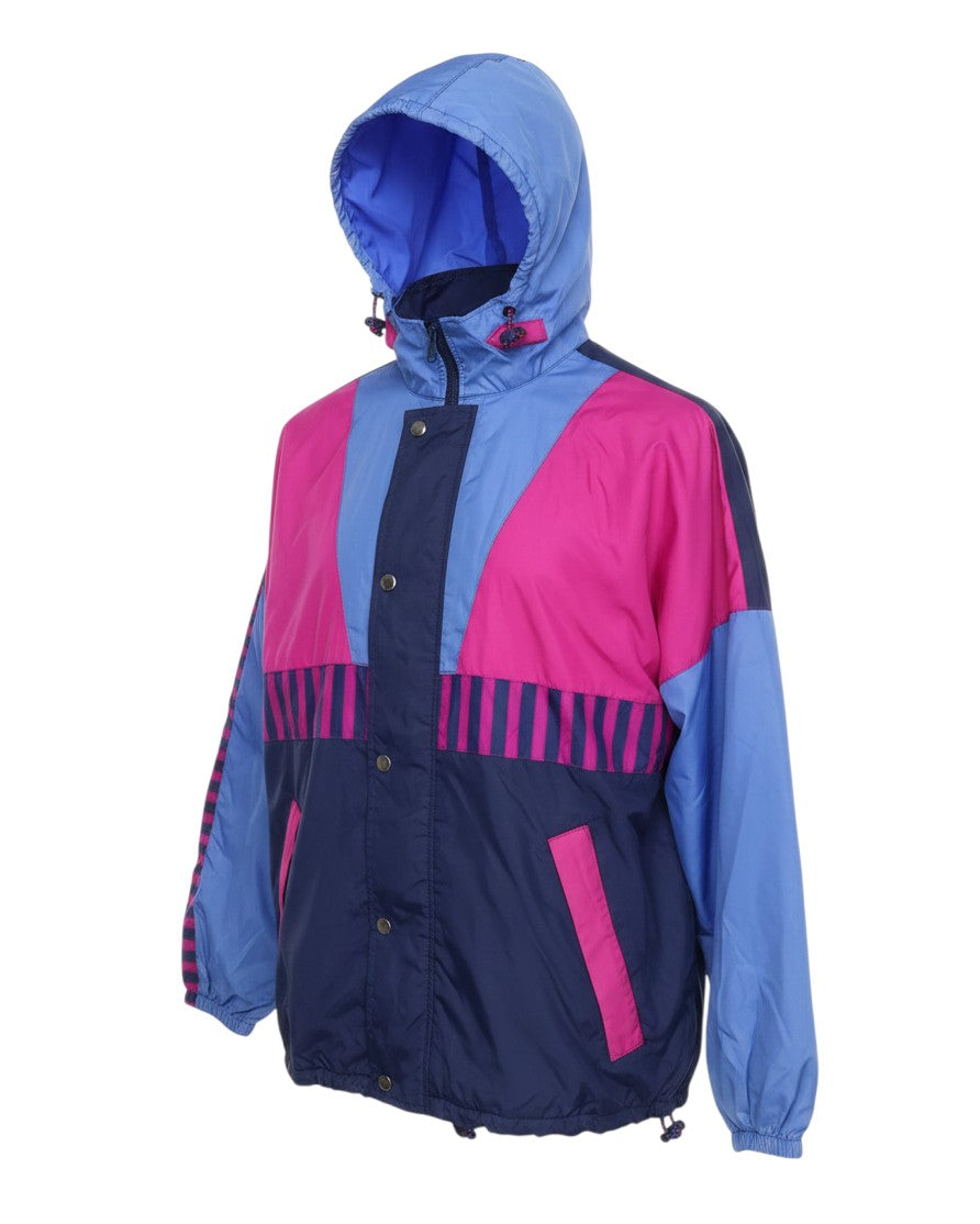 Regatta Womens 90s Retro Colour Block Waterproof Hooded Anorak Jacket Blue Pink Navy Size S