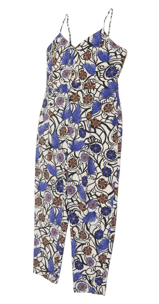 Prewornwholesale River Island multicoloured floral print V-neck jumpsuit with adjustable straps on ivory background
