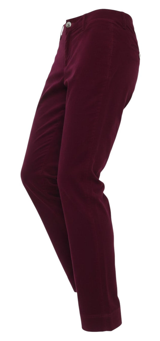Prewornwholesale Robell Marie purple stretch straight-leg trousers with a button and zip fly in a cotton-rich fabric.