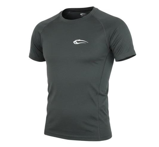 Prewornwholesale Smilodox women's black athletic t-shirt with short raglan sleeves and a round neck for fitness.